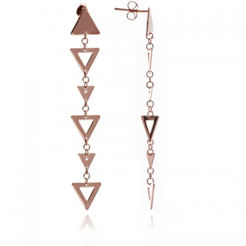 18ct Rose Gold Vermeil On Sterling Silver Alternating Triangle Charm Earrings
